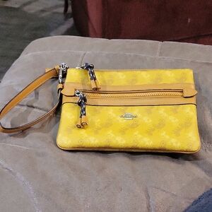 Coach Yellow Horse & Carriage Wristlet